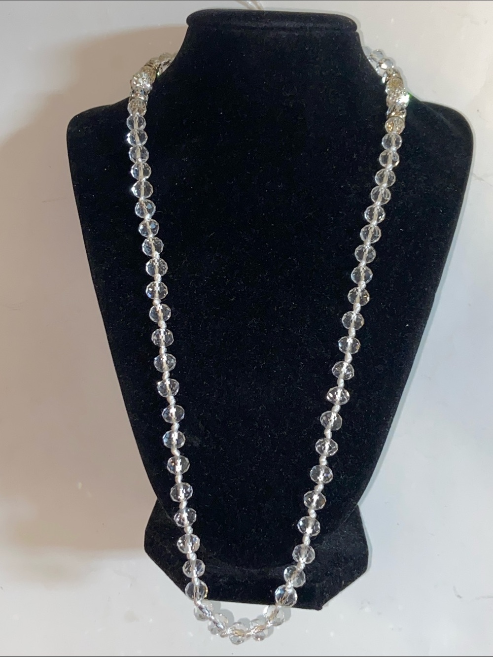 Clear Faceted Bead Long Necklace - Rhinestone Unbranded